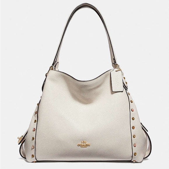 Coach Edie Shoulder Bag 31 with Rivets in Cream or Chalk Color 52546 - Picture 1 of 15